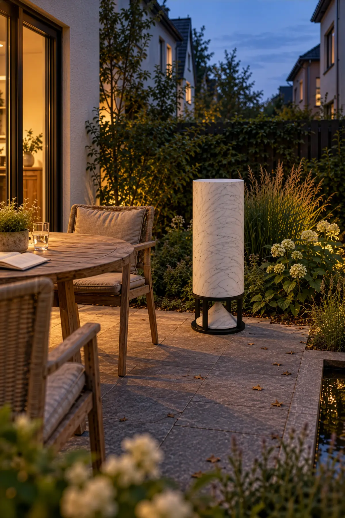 Bildstreifen Terrasse und Sitzplatz · Rücksicht auf die Nachbarschaft